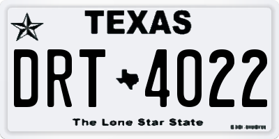 TX license plate DRT4022