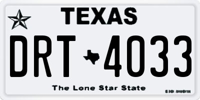 TX license plate DRT4033
