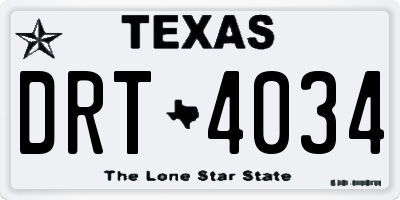 TX license plate DRT4034