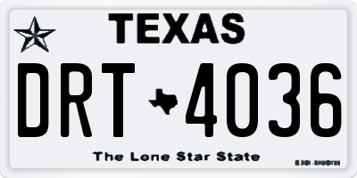 TX license plate DRT4036