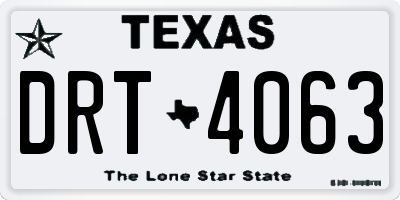 TX license plate DRT4063