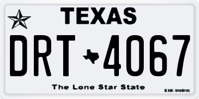 TX license plate DRT4067