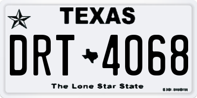 TX license plate DRT4068