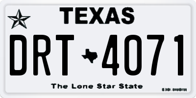TX license plate DRT4071