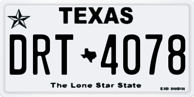 TX license plate DRT4078