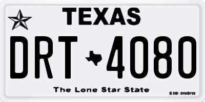 TX license plate DRT4080