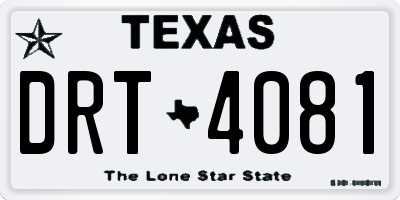 TX license plate DRT4081