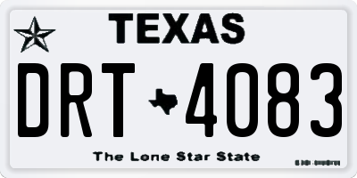 TX license plate DRT4083
