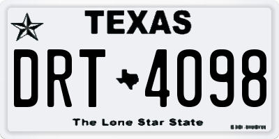 TX license plate DRT4098