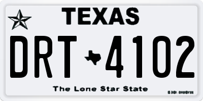TX license plate DRT4102