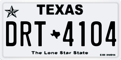 TX license plate DRT4104