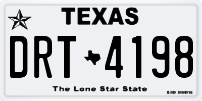 TX license plate DRT4198