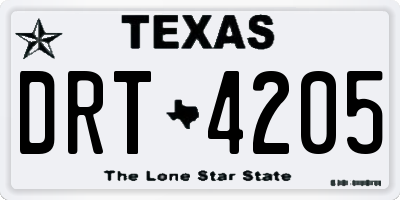 TX license plate DRT4205