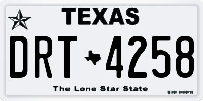 TX license plate DRT4258