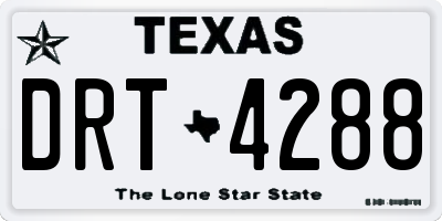 TX license plate DRT4288