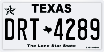 TX license plate DRT4289