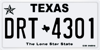 TX license plate DRT4301
