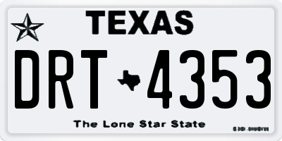 TX license plate DRT4353
