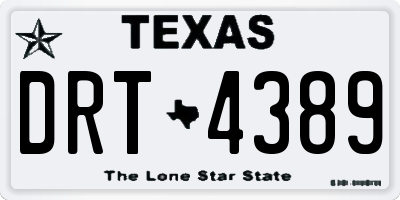 TX license plate DRT4389