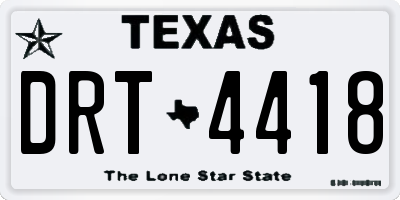 TX license plate DRT4418