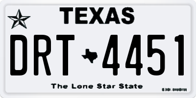 TX license plate DRT4451