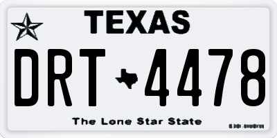 TX license plate DRT4478
