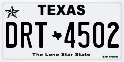 TX license plate DRT4502