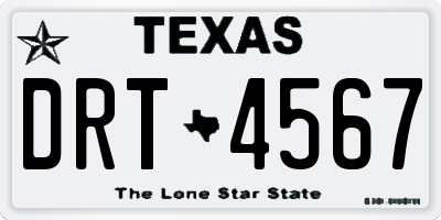 TX license plate DRT4567
