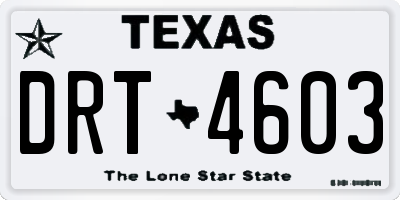 TX license plate DRT4603