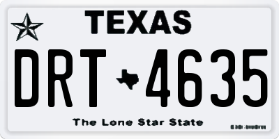 TX license plate DRT4635