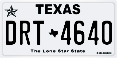 TX license plate DRT4640