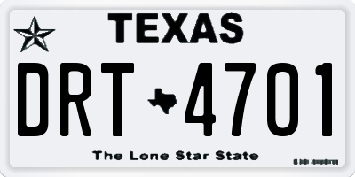 TX license plate DRT4701