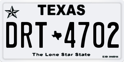 TX license plate DRT4702