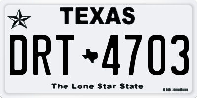 TX license plate DRT4703