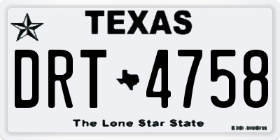TX license plate DRT4758