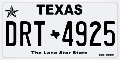 TX license plate DRT4925