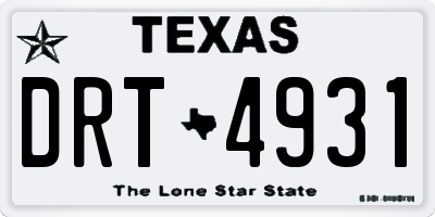 TX license plate DRT4931