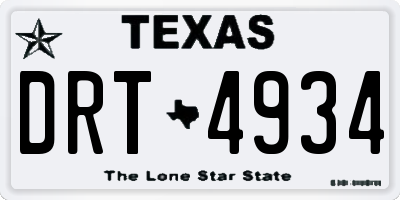 TX license plate DRT4934