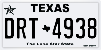 TX license plate DRT4938