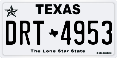 TX license plate DRT4953