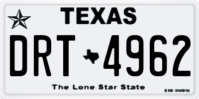 TX license plate DRT4962