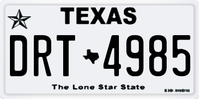 TX license plate DRT4985
