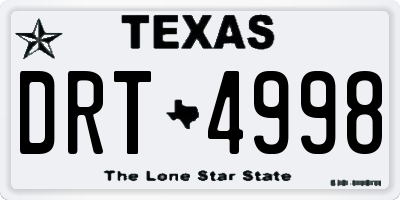 TX license plate DRT4998