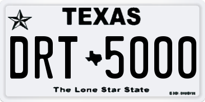 TX license plate DRT5000