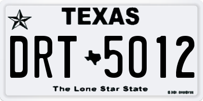 TX license plate DRT5012