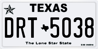 TX license plate DRT5038