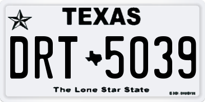 TX license plate DRT5039