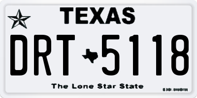TX license plate DRT5118
