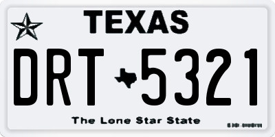 TX license plate DRT5321