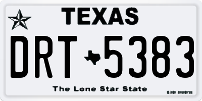TX license plate DRT5383
